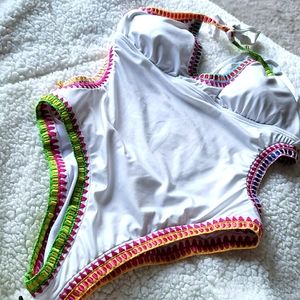BARIII White Embroidered swimsuit